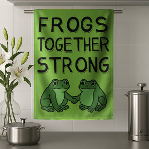 Frogs Together Strong Portland Frog Protest Tea Towel