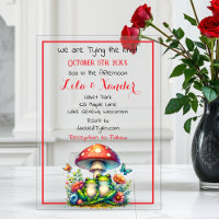 Frogs under a Mushroom and Flowers Cute Wedding