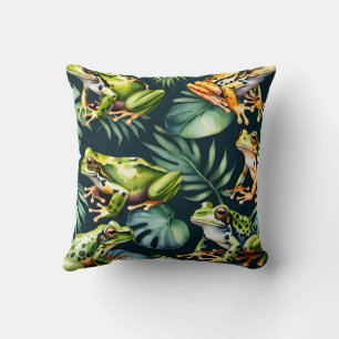 Frogs Watercolor Art  Cushion