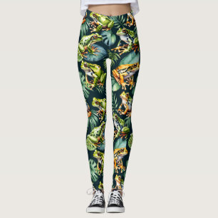 Frogs Watercolor Art Leggings