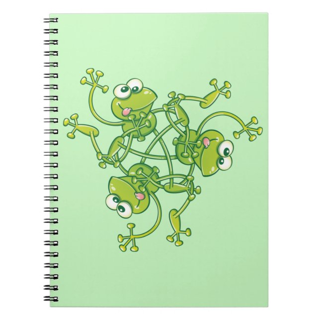 Frogs waving and having fun in a pattern design notebook (Front)