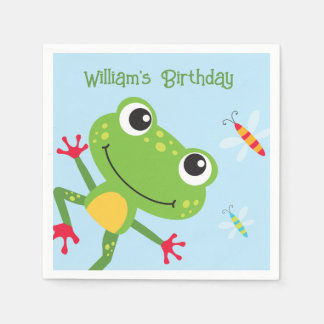 Frogtastic Leaping Frogs Kids Birthday Napkin
