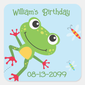 Frogtastic Leaping Frogs Kids Birthday Napkins Square Sticker