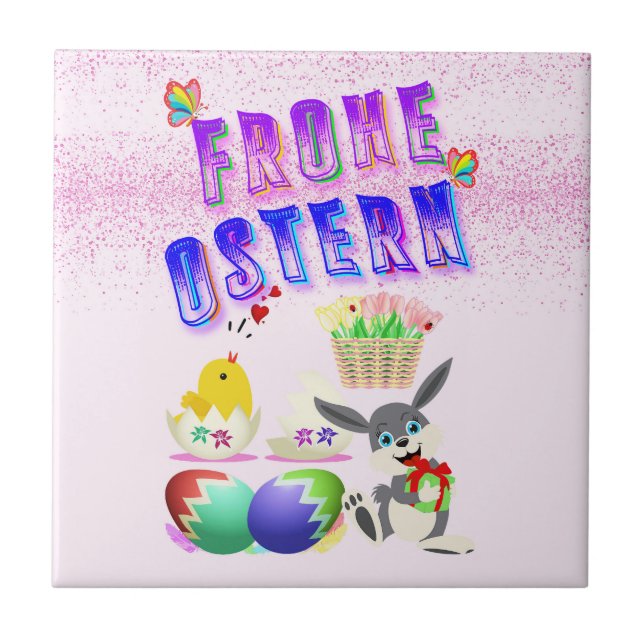 Frohe Ostern Ceramic Tile (Front)