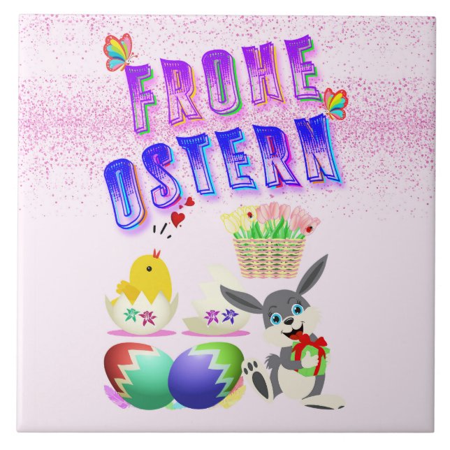Frohe Ostern Ceramic Tile (Front)