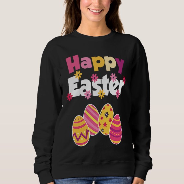 Frohe Ostern colourful eggs Easter  Easter eggs Sweatshirt (Front)
