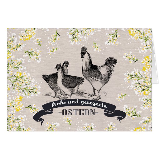 Frohe Ostern. Easter Greeting Cards in German (Front Horizontal)