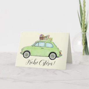 Frohe Ostern German Easter Retro Fiat 500  Holiday