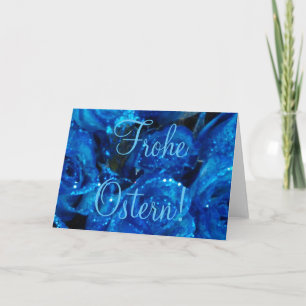 Frohe Ostern German Happy Easter Card Blue Roses
