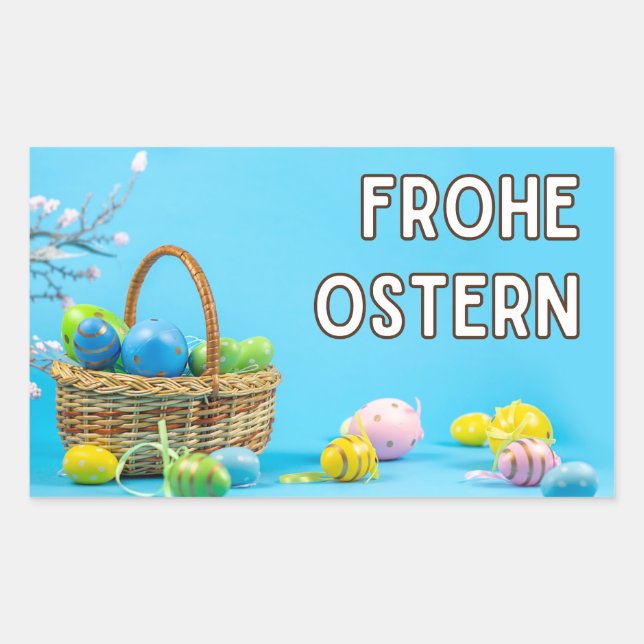 Frohe Ostern, German Happy Easter  Rectangular Sticker (Front)