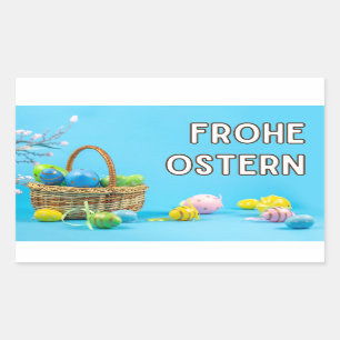 Frohe Ostern, German Happy Easter Rectangular Sticker
