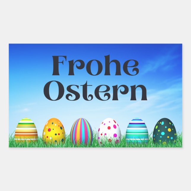 Frohe Ostern, German Happy Easter  Rectangular Sticker (Front)