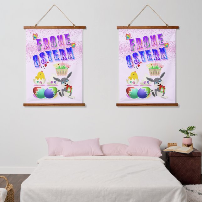 Frohe Ostern Hanging Tapestry (Bedroom)