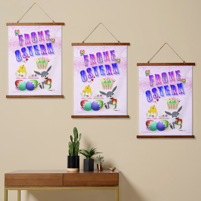 Frohe Ostern Hanging Tapestry (Asymmetrical)