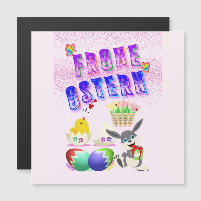 Frohe Ostern Magnetic Invitation (Front/Back)