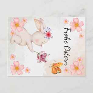 Frohe Ostern -  mit hase und Blumen  Postcard