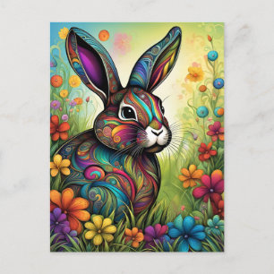 Frohe Ostern - Osterhase in Blumen Postcard