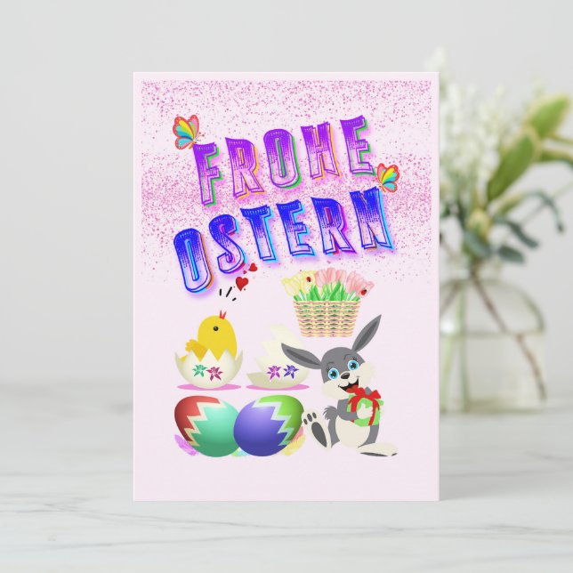Frohe Ostern Thank You Card (Standing Front)
