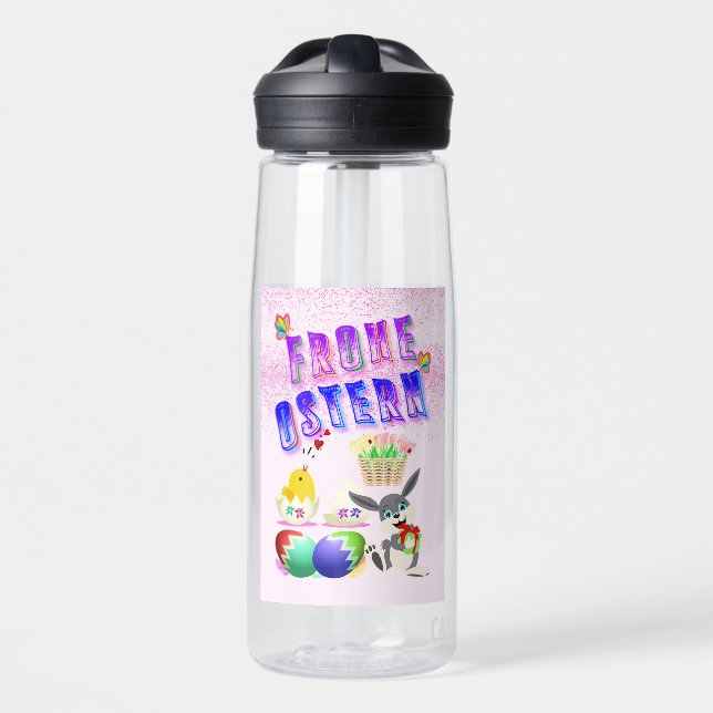 Frohe Ostern Water Bottle (Front)