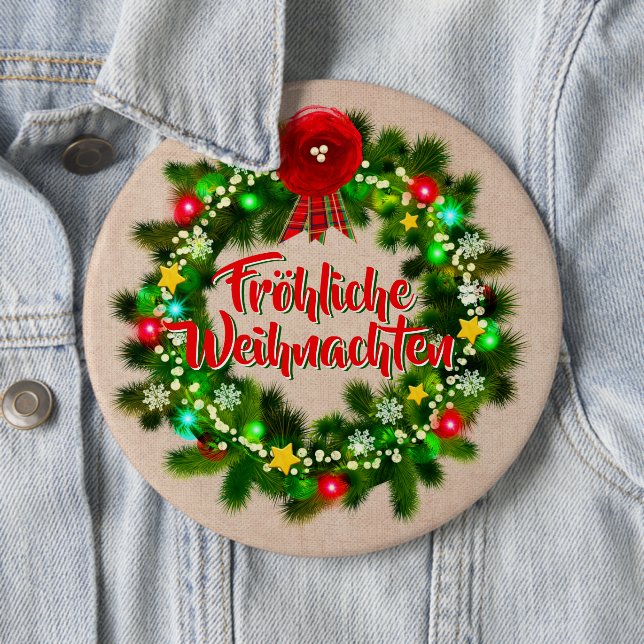 Frohe Weihnachten Abzeichen Christmas 6 Cm Round Badge (In Situ)