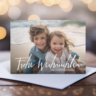 Frohe Weihnachten - Christmas Modern Full Photo Holiday Card