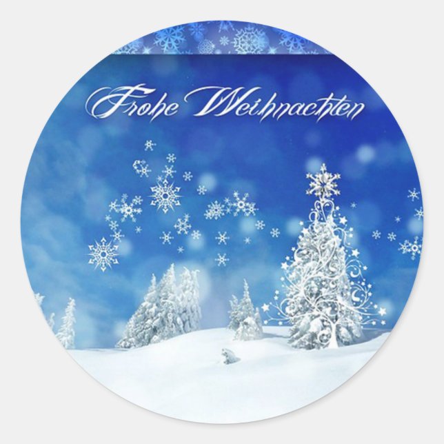 Frohe Weihnachten Classic Round Sticker (Front)