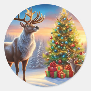 Frohe Weihnachten Fensteraufkleber Classic Round Sticker