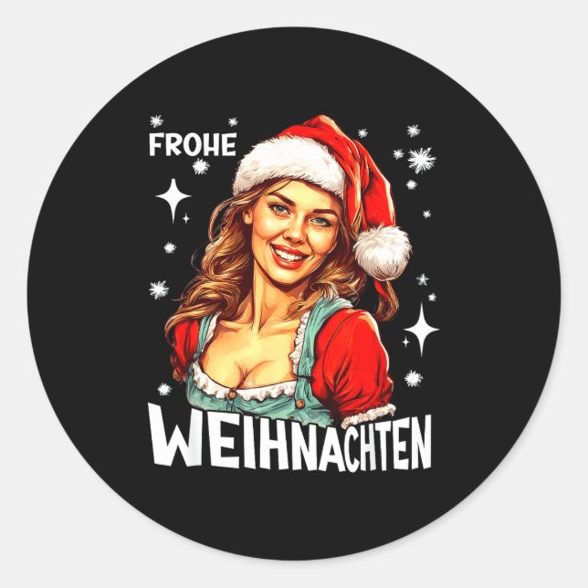 Frohe Weihnachten German Christmas  Classic Round Sticker (Front)