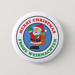 Frohe Weihnachten German Christmas Santa 6 Cm Round Badge