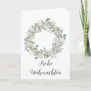 Frohe Weihnachten, German Christmas wreath Holiday Card