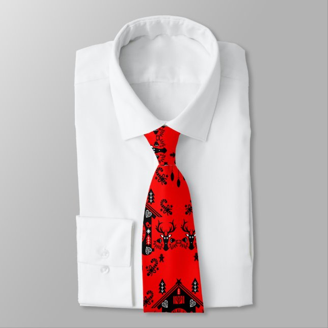 Frohe Weihnachten German Cuckoo Clock Tie (Tied)