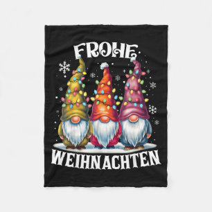 Frohe Weihnachten German Gnome Christmas Decoratio Fleece Blanket