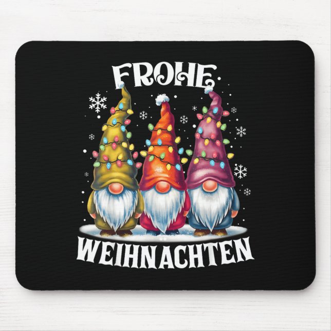 Frohe Weihnachten German Gnome Christmas Decoratio Mouse Pad (Front)
