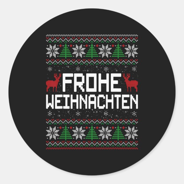 Frohe Weihnachten German Merry Christmas Holidays  Classic Round Sticker (Front)