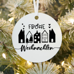 Frohe Weihnachten: German Village Metal Tree Decoration