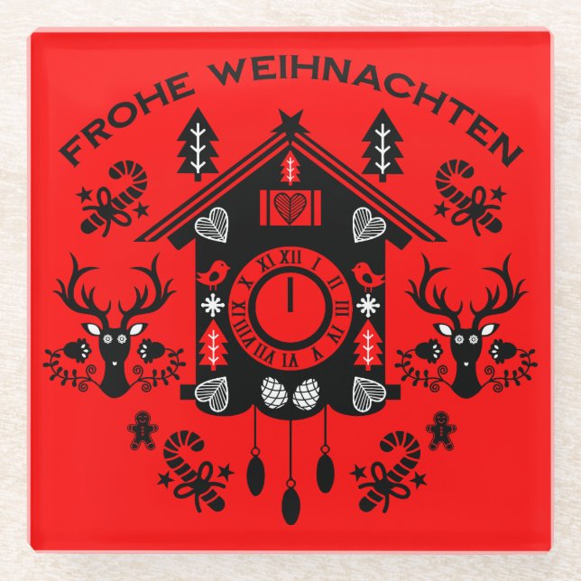 Frohe Weihnachten Glass Coaster (Front)