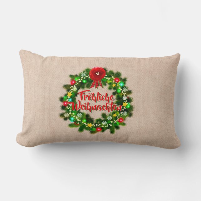 Frohe Weihnachten Kissen Christmas Lumbar Cushion (Front)