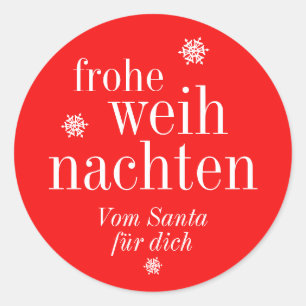 Frohe Weihnachten Merry Christmas German  Classic Round Sticker