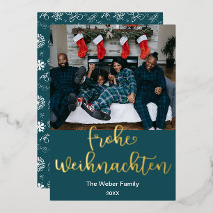 Frohe Weihnachten, Merry Christmas In German Foil Holiday Card