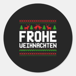 Frohe Weihnachten Merry Christmas In German Funny Classic Round Sticker
