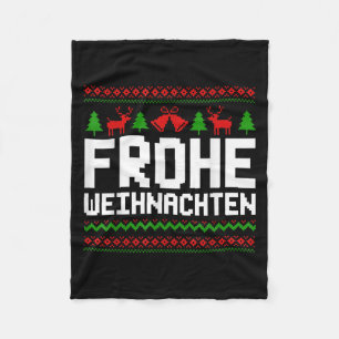 Frohe Weihnachten Merry Christmas In German Funny Fleece Blanket