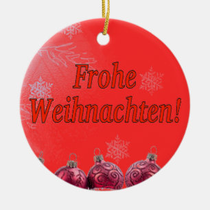 Frohe Weihnachten! Merry Christmas in German rf Ceramic Ornament