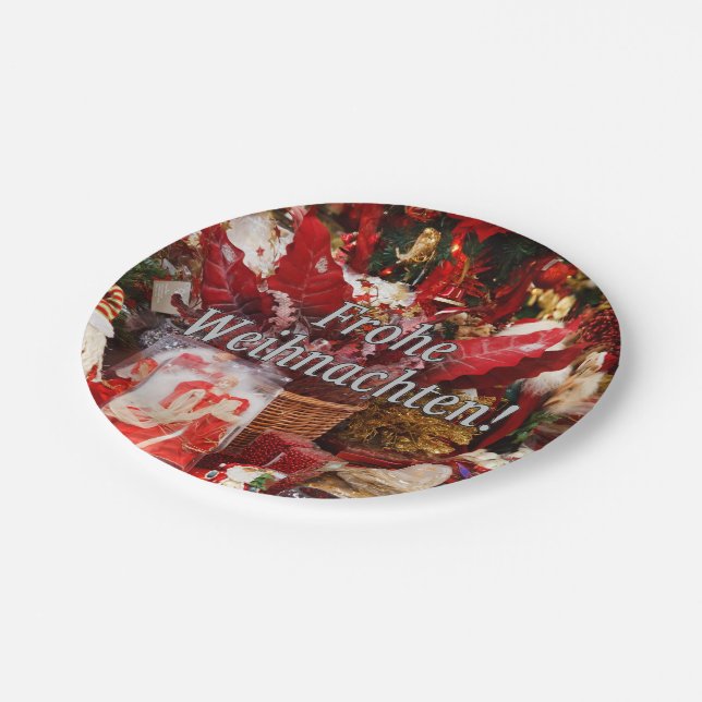 Frohe Weihnachten! Merry Christmas in German wf Paper Plate (Angled)