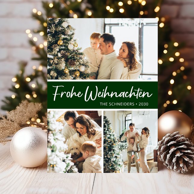 Frohe Weihnachten Photo Collage Holiday Card (Creator Uploaded)