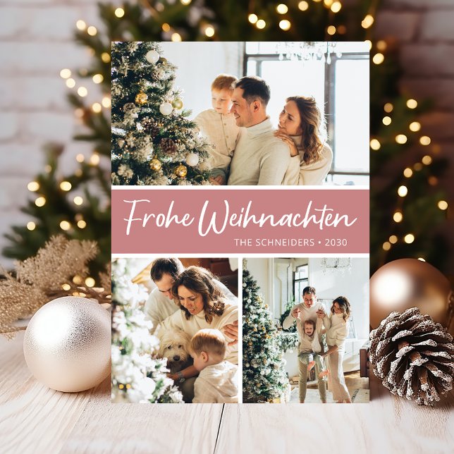 Frohe Weihnachten Photo Collage Holiday Card (Creator Uploaded)