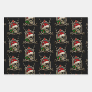 Frohe Weihnachten Totenschädel Stern Banner Mütze Wrapping Paper Sheet