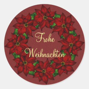 Frohe Weihnachten - Weihnachtsstern Motiv Classic Round Sticker
