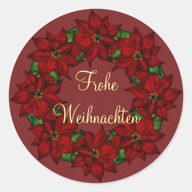 Frohe Weihnachten - Weihnachtsstern Motiv Classic Round Sticker (Front)