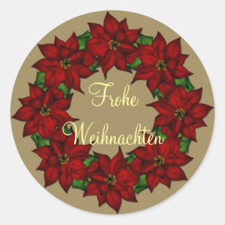 Frohe Weihnachten - Weihnachtsstern Motiv Classic Round Sticker