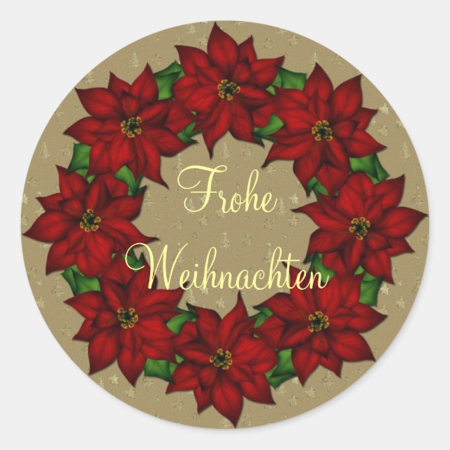 Frohe Weihnachten - Weihnachtsstern Motiv Classic Round Sticker (Front)